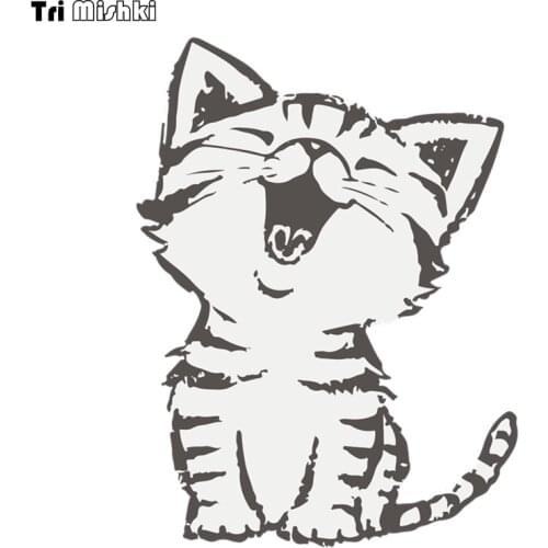Tri Mishki WCS279 12*16cm Cat kitty pussy kitty car sticker funny colorful auto automobile decals