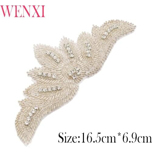WENXI 10PCS Handmade Bridal Gown Sash Rhinestones Appliques Sewing On For Wedding Dress Belt Rhinestones Appliques Patch WX921