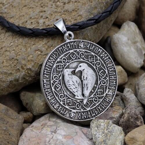 Youe shone Norse Odin Vikings Valknut Raven Rune Knot Amulet Necklace Pendant Nordic Talisman