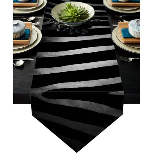 Zebra Black And White Stripes Closeup Table Runner Christmas Decorations for Home Table Decorarion