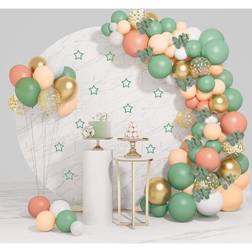 Green Gold Macaron Metal Balloon Garland Arch Wedding Birthday Balloons Decoration Party Balloons For Kids Baby Shower