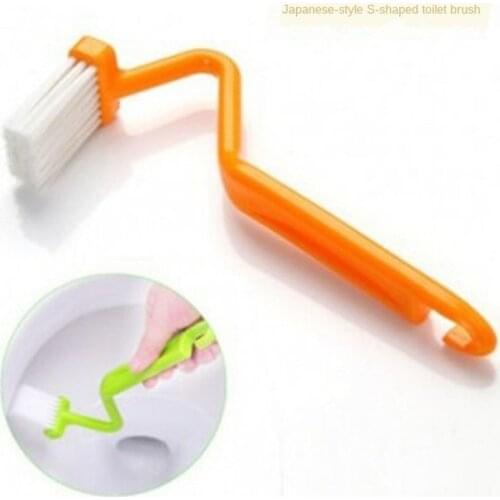 1Pcs Convenient Corners Cleaning Brushes Small Curved Professional Toilet Brush Portable Bathroom Cleaning Tools Random Color