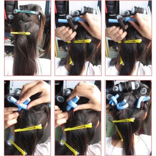 10Pcs Hair Rollers Curler Makers Soft Foam Bendy Curls DIY Styling Rollers Care Curler Bagels For Hair Flexi Rod Red Color