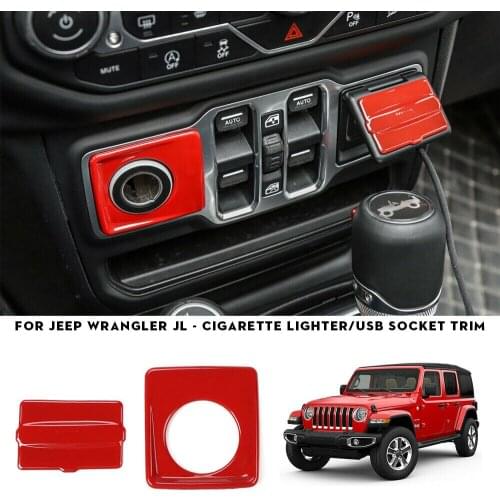 2pcs Cigarette Lighter & USB Charger Panel Cover Trim for Jeep Wrangler JL 2018