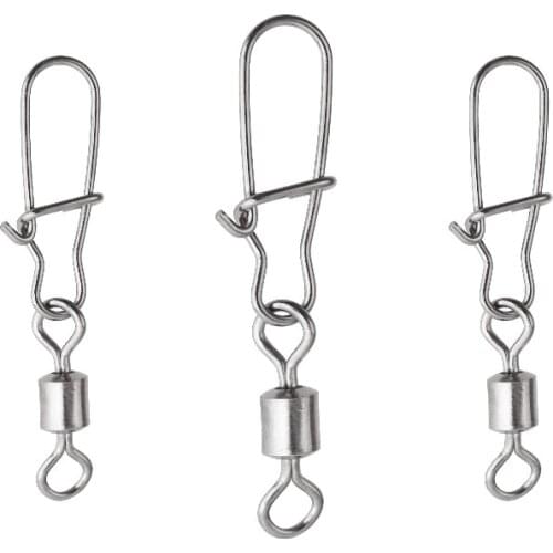 20PCS 4# 6# 8#10# Stainless Steel Fishing Connector Pin Bearing Rolling Swivel Snap Pins Fishing Tackle Accessories