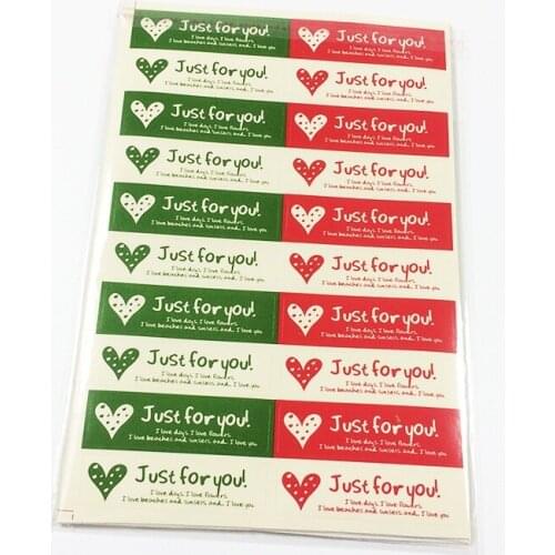 200 Pcs/lot Warm Heart With 'Just for you' Adhesive Sticker DIY Cake Gift Packaging Seal Label Paper Tag Gift Decoration
