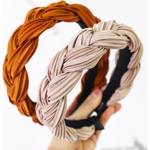 2019 Vintage Braided Silk Cloth Hair Bands For Women Hair Clips Girls Hair Accessories Turban Headband Hoop Headwear diademas