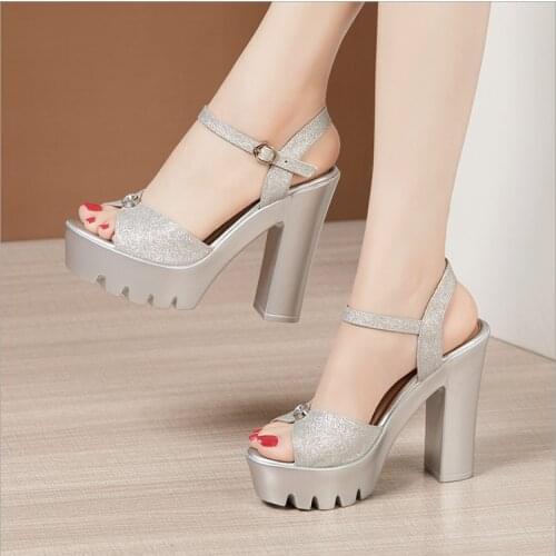 Big Size 35-43 2019 Ankle Strap Heels Women Sandals Summer Shoes Women Open Toe Chunky High Heels Party Dress Sandals CS-451