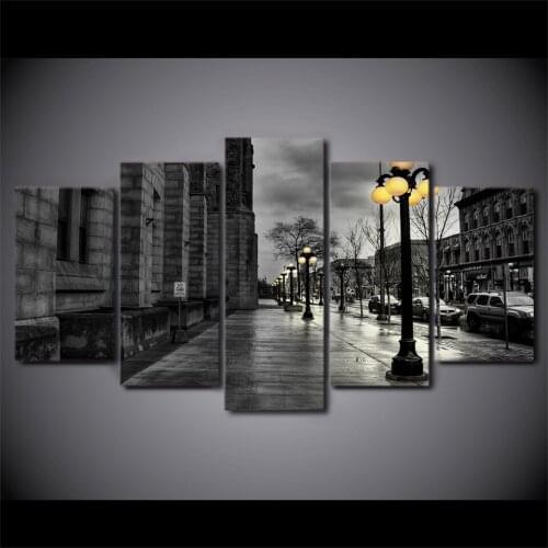 5 Panels London City Street Black White Paintings Canvas Painting Wall Art Prints Poster Home Decor Pictures For Living Room