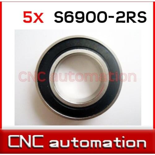 5pcs rubber sealed stainless Radial shaft ball bearings S61900 6900 2RS 10*22*6mm