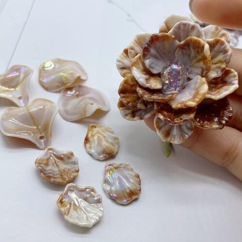 50pcs Double Color Flower Petals Charms Pendants Women Girls DIY Earrings Bracelet Making Findings Jewelry Accessories Wholesale