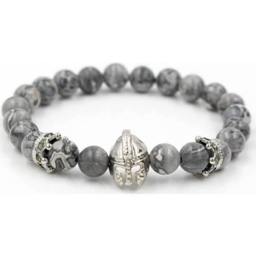 8mm 4tg12 gold silver micro pave cz zircon cubic zirconia Bracelet elastic adjusted bead helmet Crown helmet Bangles