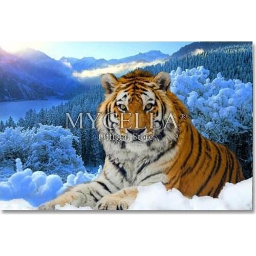 3D Snow Tiger Diamond Embroidery,5D,DIY,Diamond Painting,Cross Stitch,Picture,animal,Full,Round,Diamond Mosaic,Home Decor