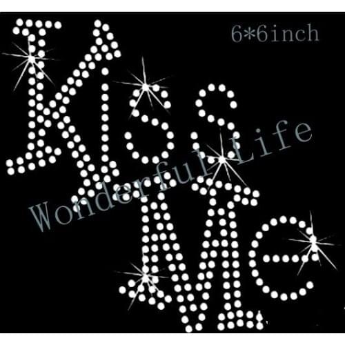 Free shipping kiss me words by words heat transfer Motif Rhinestone Transfer Design in China