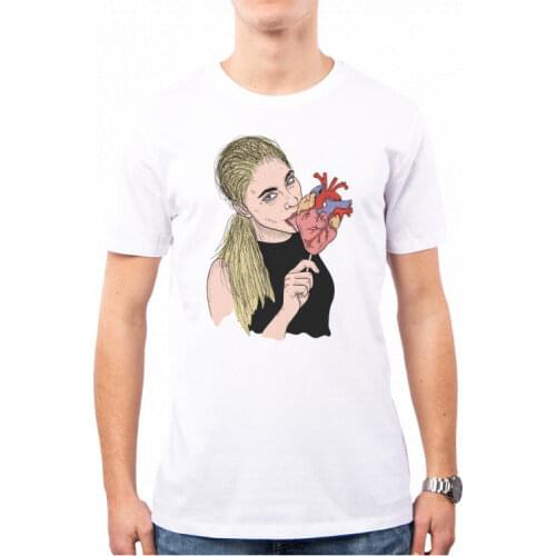 Brand Print T-Shirt Male Brand T-Shirt Man Lecca Cuore Girl Fashion Moda Heart Love Face Federico Santoro T Shirts