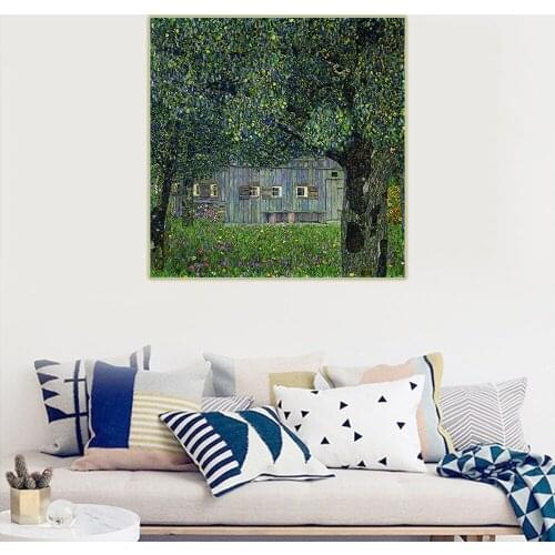 Citon Gustav Klimt《Farmhouse in Upper Austria》Canvas Oil Painting Famous Art Poster Picture Wall Decor Home Interior Decoration