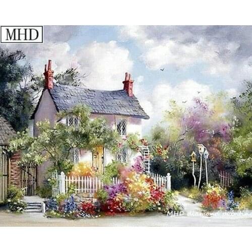 Dream House Picture 5D DIY Diamond Painting Cross Stitch for Home Decor Artwork for 3D Diamond Embroidery Mosaic Kit 50x60cm