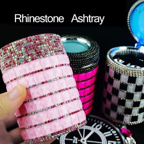 Elegant Style Female Air outlet Hanging Portable Car Ashtray Rhinestone Smoking Accessories Gifts For Women