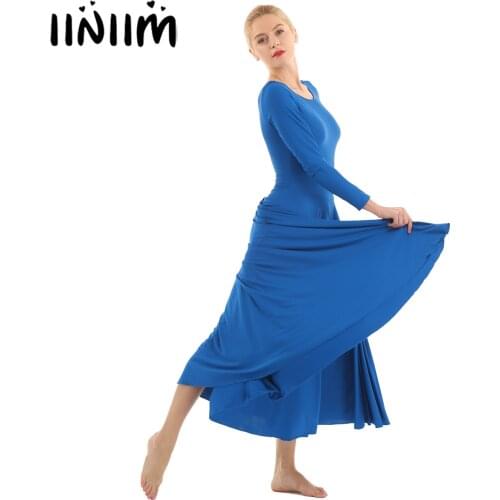 Iiniim Womens Adult Ballet Dancewear Loose Fit Liturgical Praise for Performance Gymnastics Leotard Ballet Dress Dance Costumes