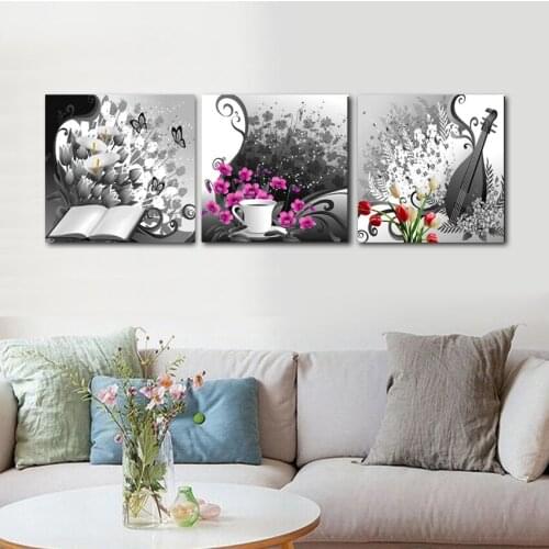 Ainting Retro Living Room Wall Painting Wall Poster Wall Art Print Floral Coffee Guitar Picture Modern Canvas Home Decoration