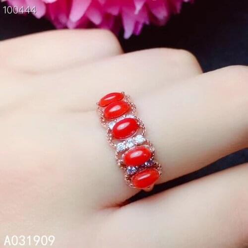 KJJEAXCMY boutique jewelry 925 sterling silver inlaid Natural red coral Ring Womens Fine Ring Support detection classic