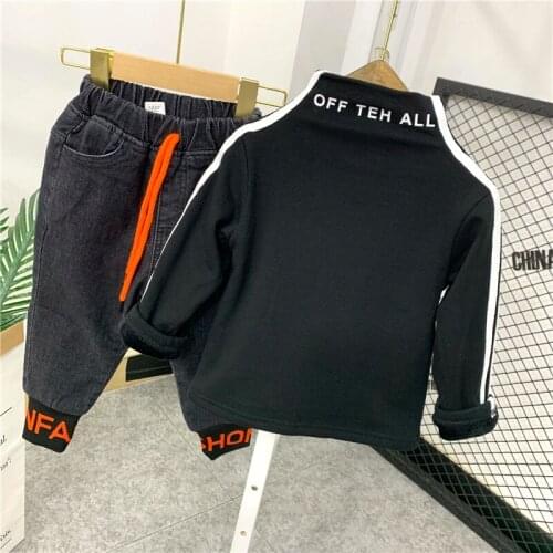 Baby Boy Clothes Set Winter Casual Baby Girl Clothing Sets Children Suit Boys Plus Velvet T-Shirts +Thicken Jeans 2pcs Kids Sets