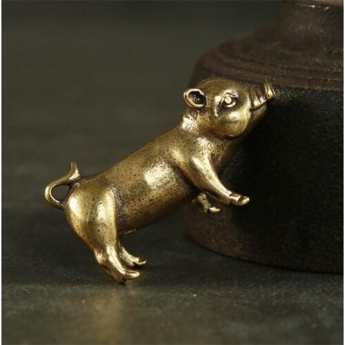 Brass Creative Small Bronze Pig Figurines Chinese Zodiac Pig Ornaments Metal Pendants Ornaments Desktop Decoration Home Decor