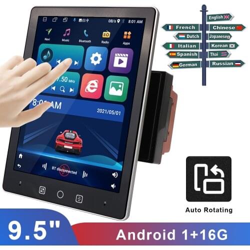 LEEPEE 9.5" HD 1080P Automatic Rotating Android 9.0 IPS Touch Screen Built-in GPS Navigation 1+16G Car MP5 Player