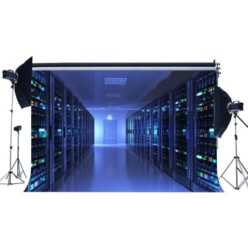 Monitoring Room Backdrop Blue Shining Lights Locker Shabby Marble Floor Creative Wallpaper Photography Background Kids Adults