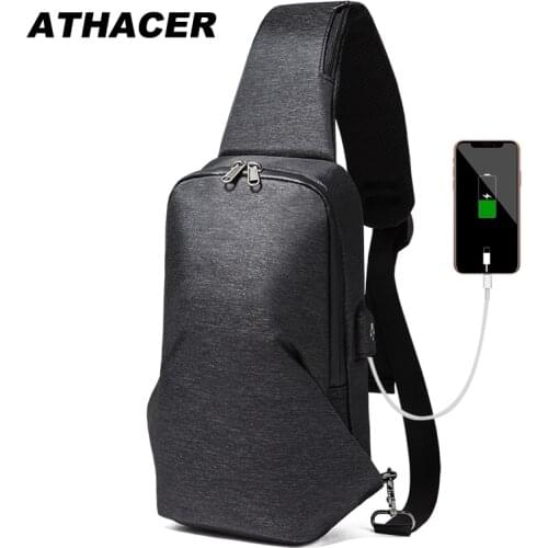 Male Shoulder Bags USB Charging Crossbody Bags Men Anti Theft Chest Bag Single Shoulder Strap Pack Stylish Daily Use New Fashion