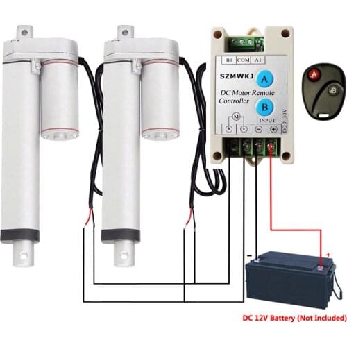 Set of 2 12V 200mm 8" Stroke Linear Actuator 1500N/150KG/330lbs Motor With Positive Inversion Controller for Nursing Bed Lifting