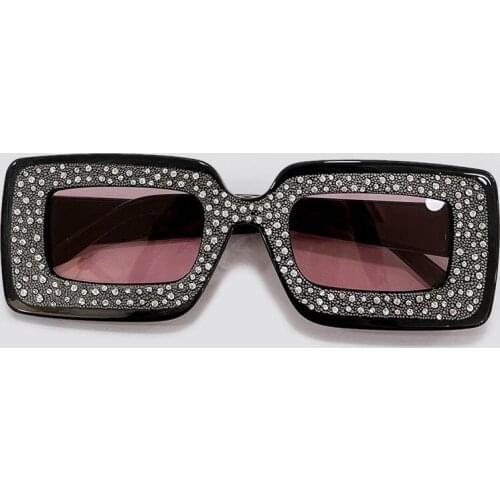 Vintage CRYSTAL Sunglasses Women Rectange Brand Desgin Sun Glasses Gradient Female Driving Eyewear Oculos De Sol