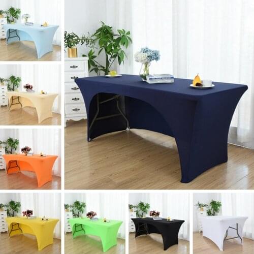 Wedding Spandex Table Cloth Cover Rectangular Lycra Table Cover One Side Open Guest Party Name Table Cloth