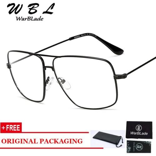 Warblade 2018 Men Retro Gold Metal Frame Sunglasses Clear Lens Glasses Square Vintage Myopia Sun Glasses Business Sunglass male