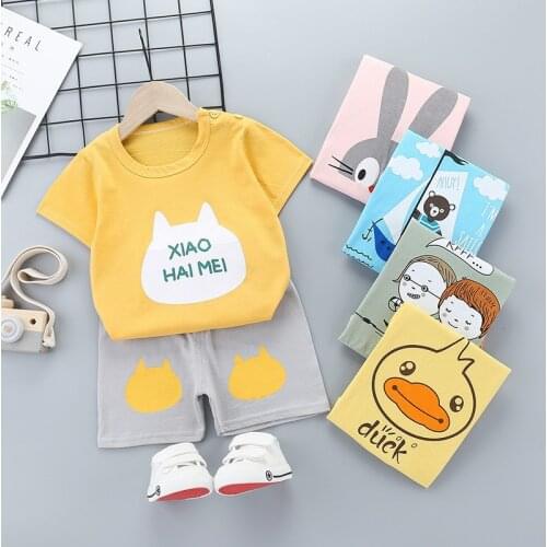 Boys And Girls Sports Casual Summer Wear Childrens Cotton Short Sleeve Shorts Childrens Wear Set