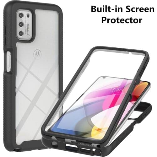 Buit-in Screen Protector Case For Motorola Moto Edge S G Stylus G Play 2021 G100 G30 G10 G9 E7 Power Plus One 5G Ace Back Cover