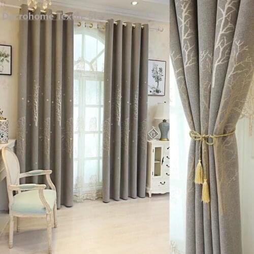 Fortune Tree Jacquard Curtain Modern New Style Cotton Linen Living Room Curtain Custom Window Curtain Living Room, Bedroom