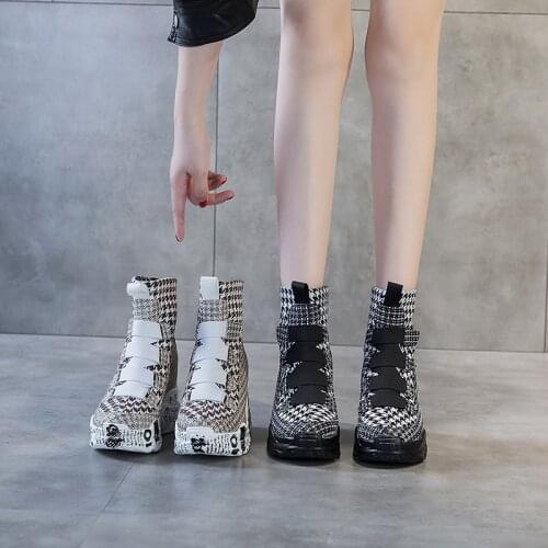 Sneakers Girl Boots for Women Fashion Internal Increase Shoes for Women Shoes Autumn Thick-soled Short Boots Zipper Casual Shoes