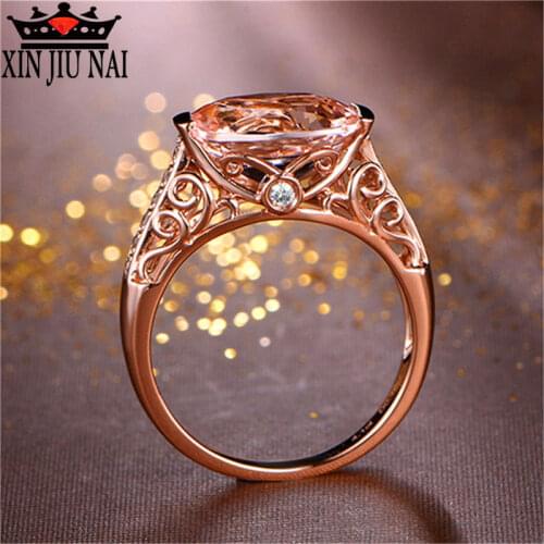 2020 new 18K rose gold intertwined vine champagne gemstone female diamond ring womens jewelry Valentines Day surprise gift