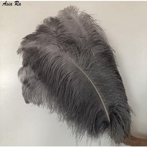 10PCS 65-70cm Grey Gray Decorative Ostrich Feather Plumes Plumage Pluma for Needlework Dresses Clothing Handicraft Accessories