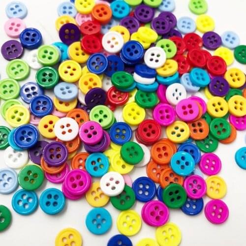 100pcs New 8mm 4 holes Plastic Button / Sewing lots Mix - Free Shipping PH86