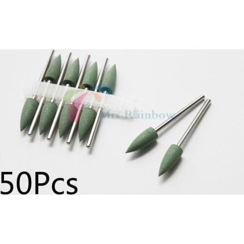 2.35mm Dental Lab Silicon Rubber Polishers Sharp Head For Teeth Whitening Small Green Silicone Burs For Fine Polishing 50Pcs