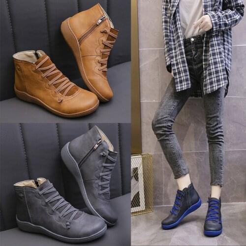 2020 Winter Womens Shoes New Fashion Side Zipper Non-slip Wear-resistant Martin Boots Large Size High-top Casual Short Boots