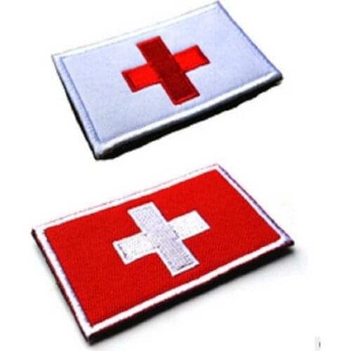 3D Embroidery Magic Stickers Loops And Hook Flag Of Switzerland Flag Patch Embroidery Armband Cloth Patch