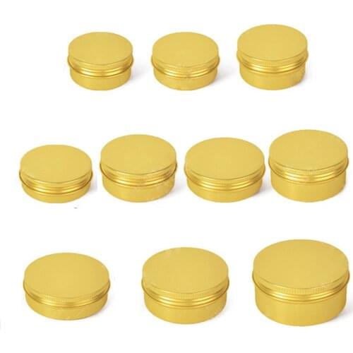 50pcs 10ml-200ml Gold Cream Jar Tin Cosmetic Lip Balm Containers Nail Derocation Crafts Pot Top Quality foam pad