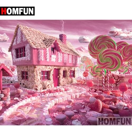 HOMFUN 5D DIY Diamond Painting Full Square/Round Drill "Lollipop house" 3D Embroidery Cross Stitch gift Home Decor A02288