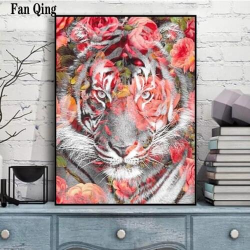 Diamond Painting Roses Flowers Tiger and Bird Full Round Drill Rhinestone Diamond Embroidery Animal Mosaic Kits Home Decoration