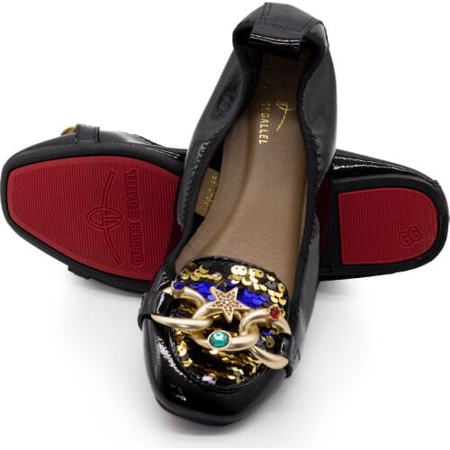 Rhinestone Africa Nigerian Banana Shoes Women Flats Flexible Footwear Comfort Ladies Ballet Flat for Women