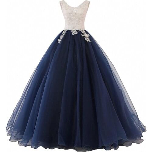 Quinceanera Dresses White And Navy Blue Ball Gown Puffy Party Dresses For Prom Sweet 16 Dress Vestido De 15 Anos Robe De Bal