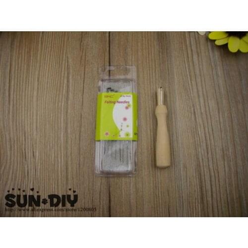 Free Shipping set of 7 felting needles and wooden felting needle, the poking fun tools for wool felt needlework tool